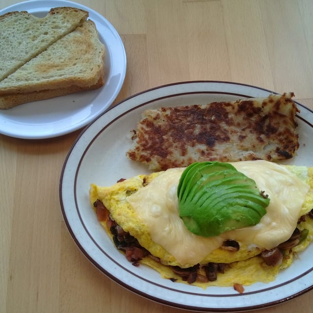 Veggie Cheese Avocado Omelette.