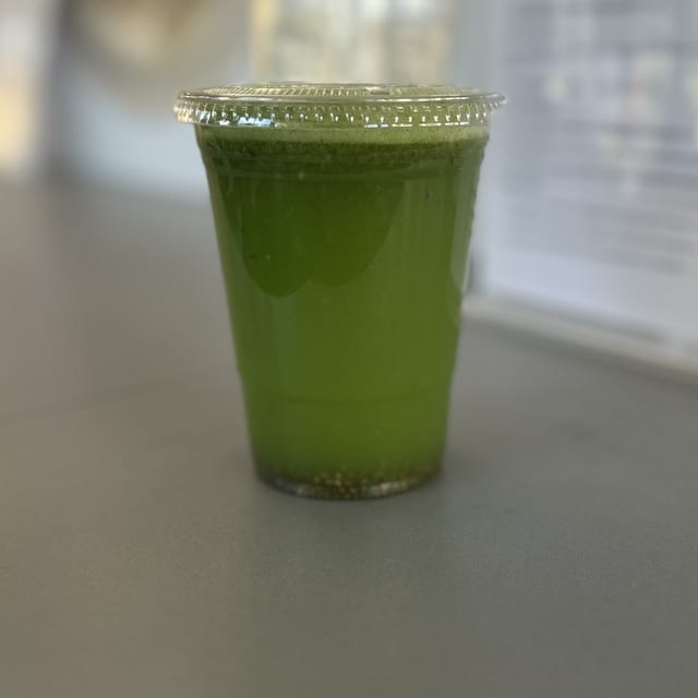 Cucumber, Lime & Chia Seed Juice.