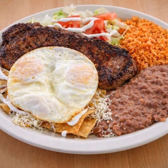 Chilaquiles W/Ribeye Steak (BF Plate).